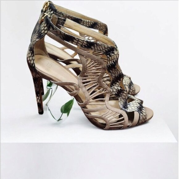Alexandre Birman Multicolor Python Embossed Leather Caged Zipper EU 38.5